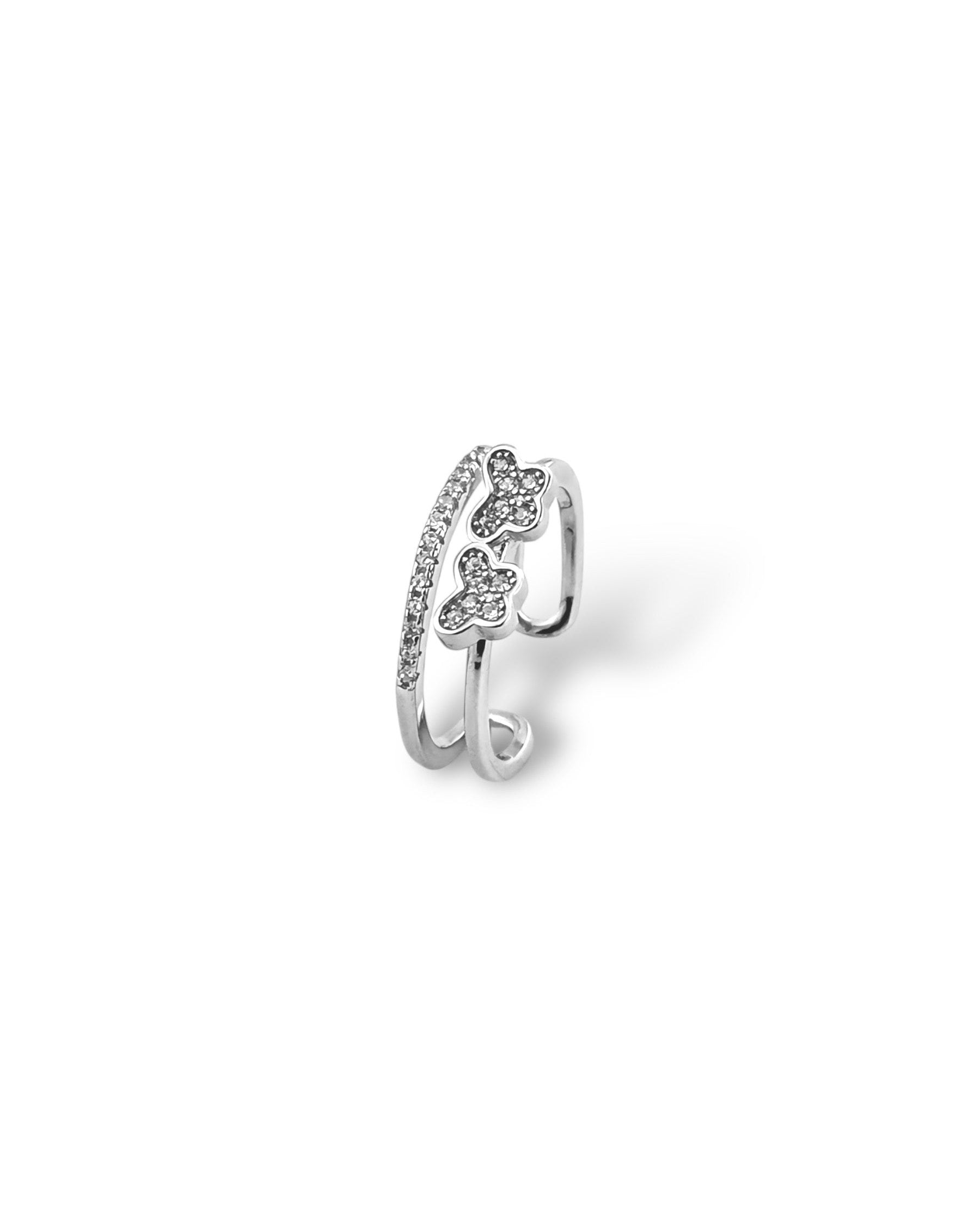 Butterfly Pave Open Ring - Zilara Store