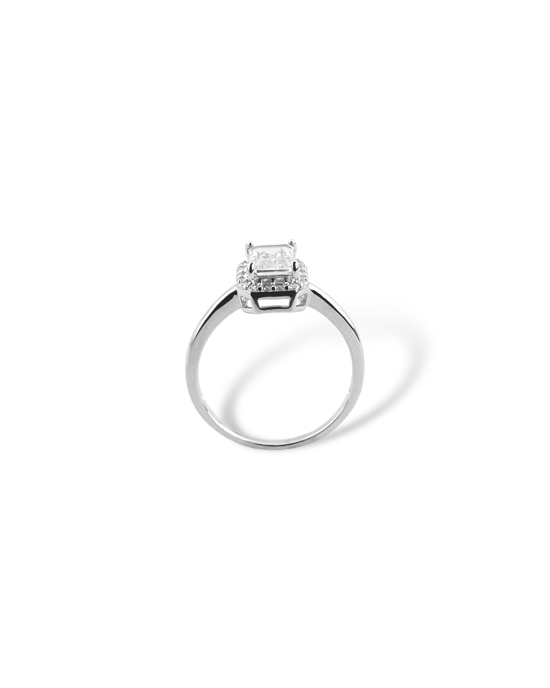 Rectangular Sparkling Halo Ring - Zilara Store