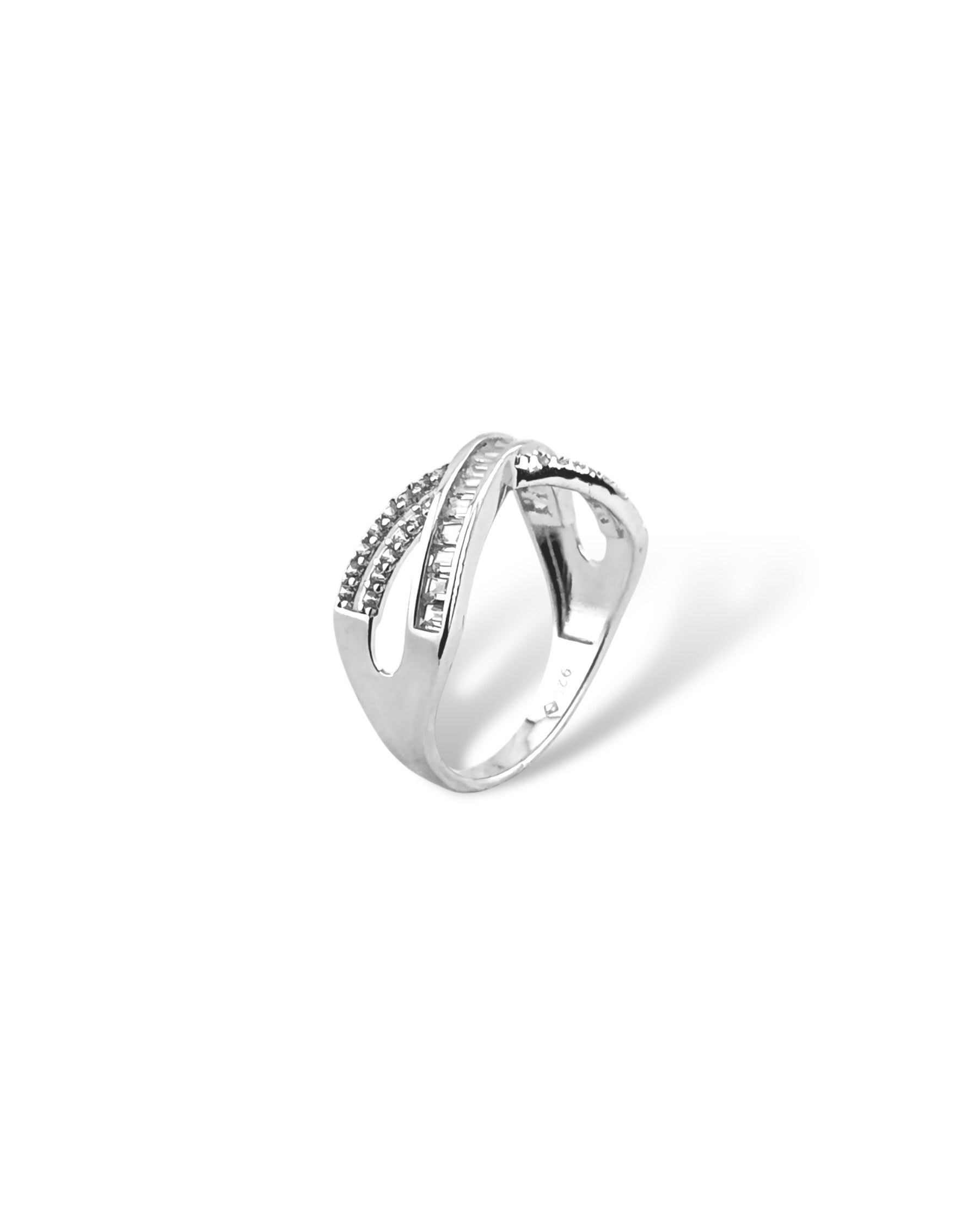 Cross Over Pave Ring - Zilara Store