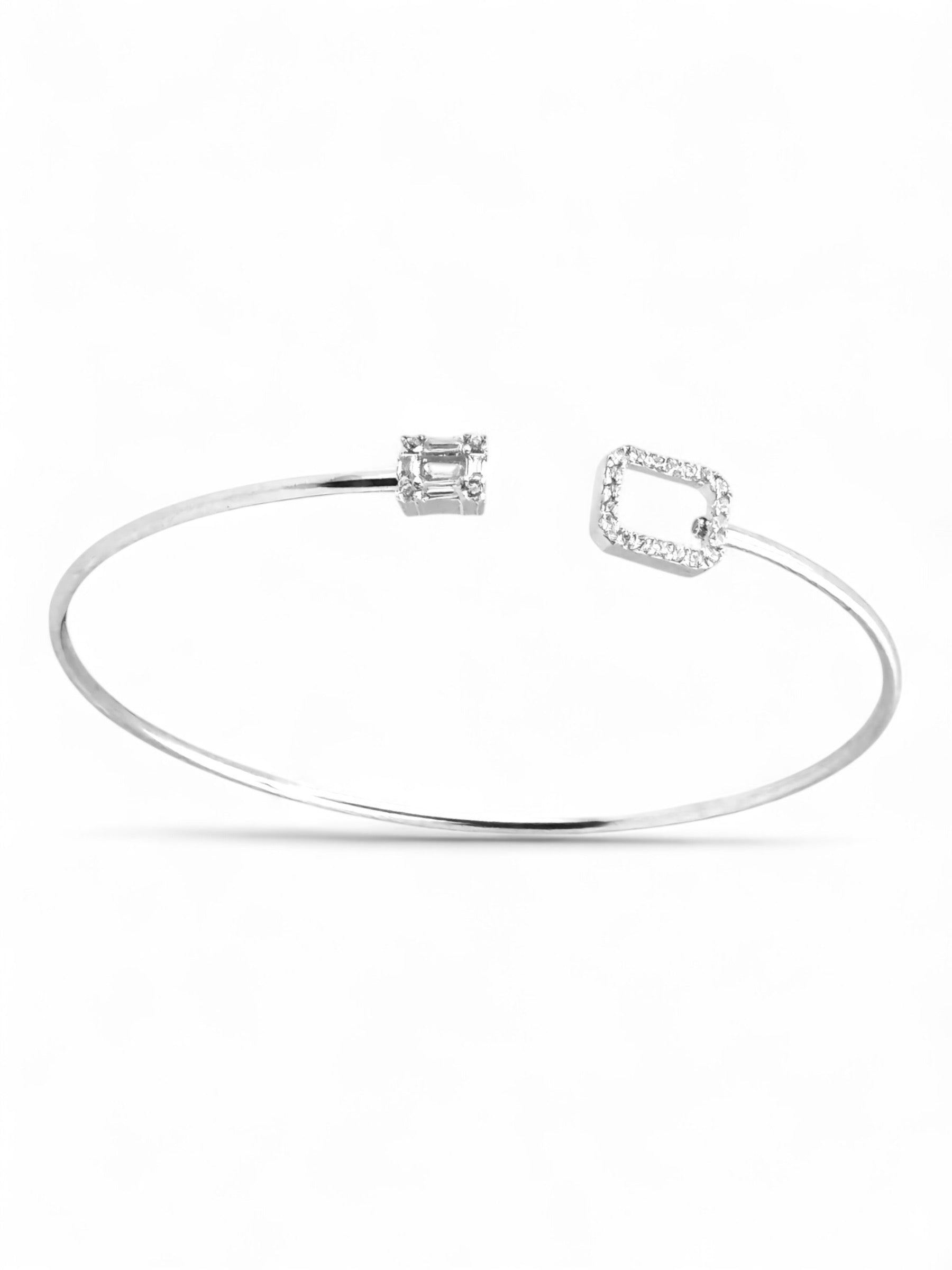 Gem & Glass Box Open Bangle - Zilara Store