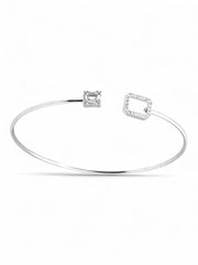 Gem & Glass Box Open Bangle - Zilara Store