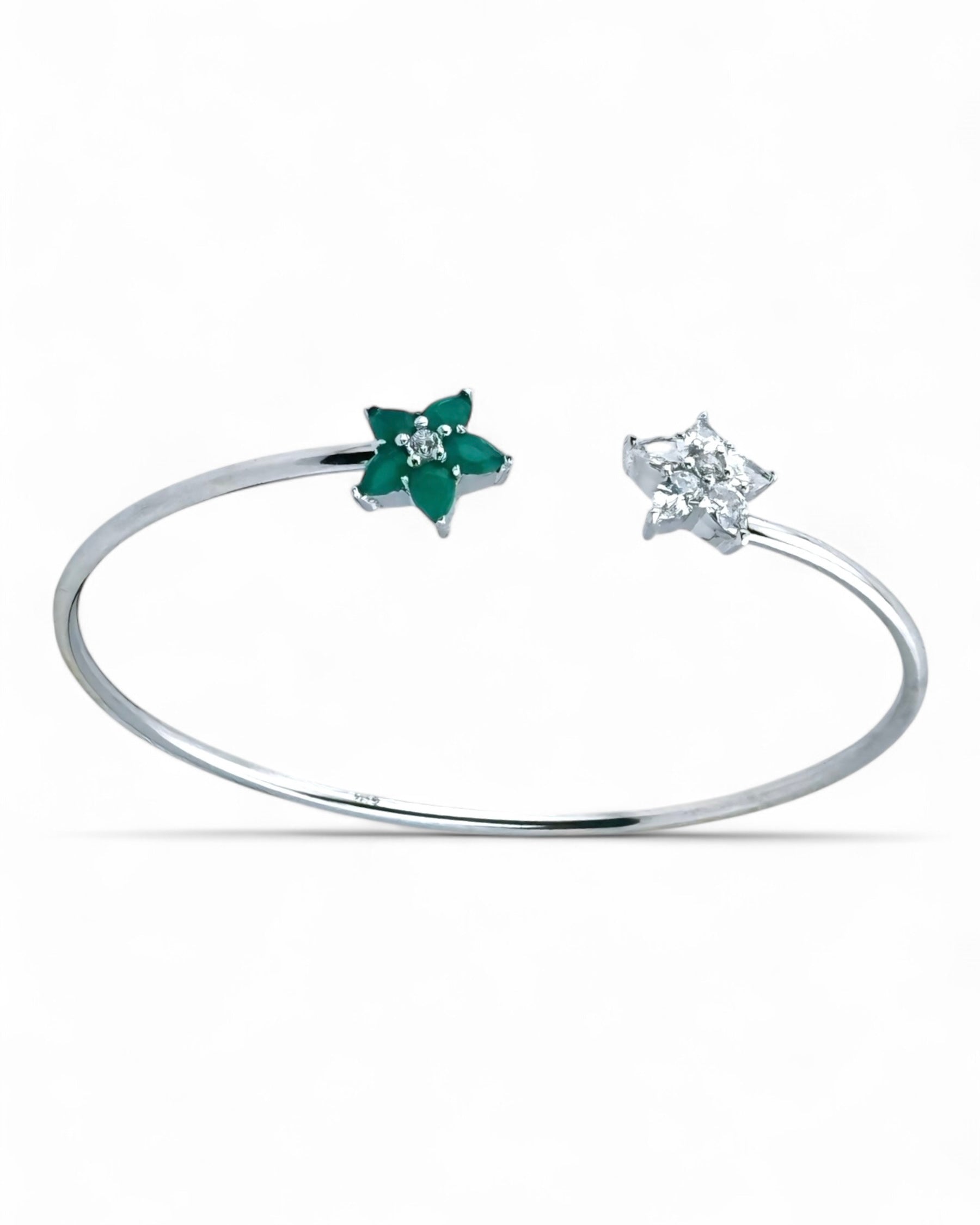 Sparkling Star Open Bangle (Green) - Zilara Store