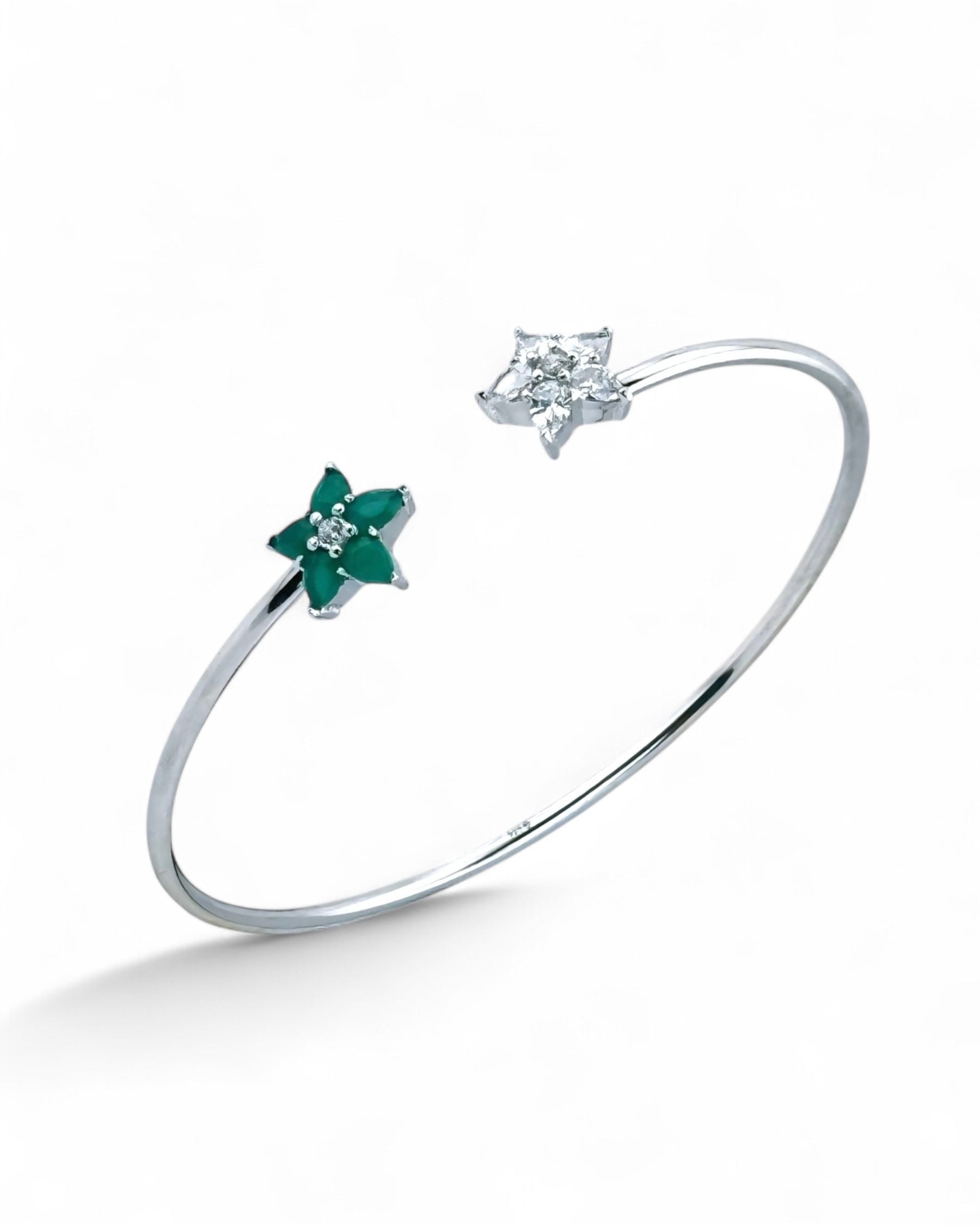 Sparkling Star Open Bangle (Green) - Zilara Store