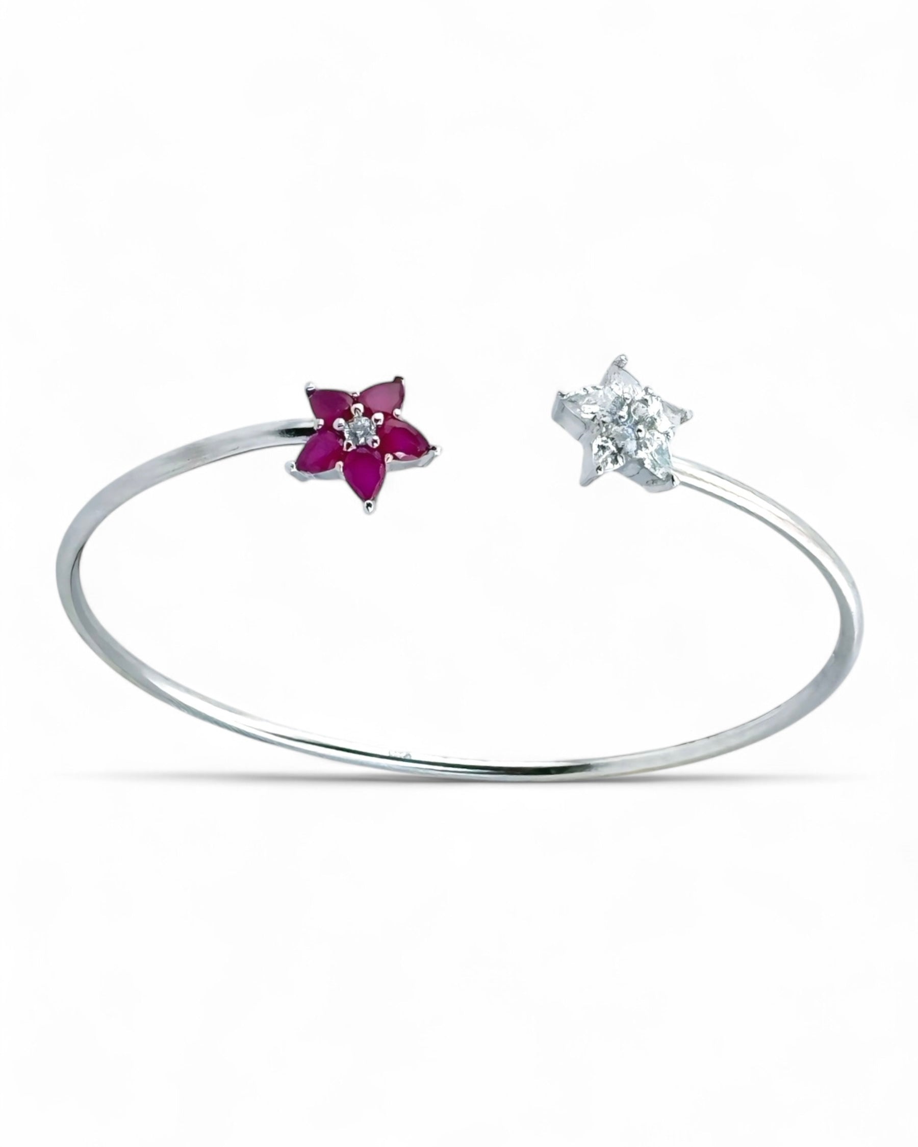 Sparkling Star Open Bangle (Red) - Zilara Store