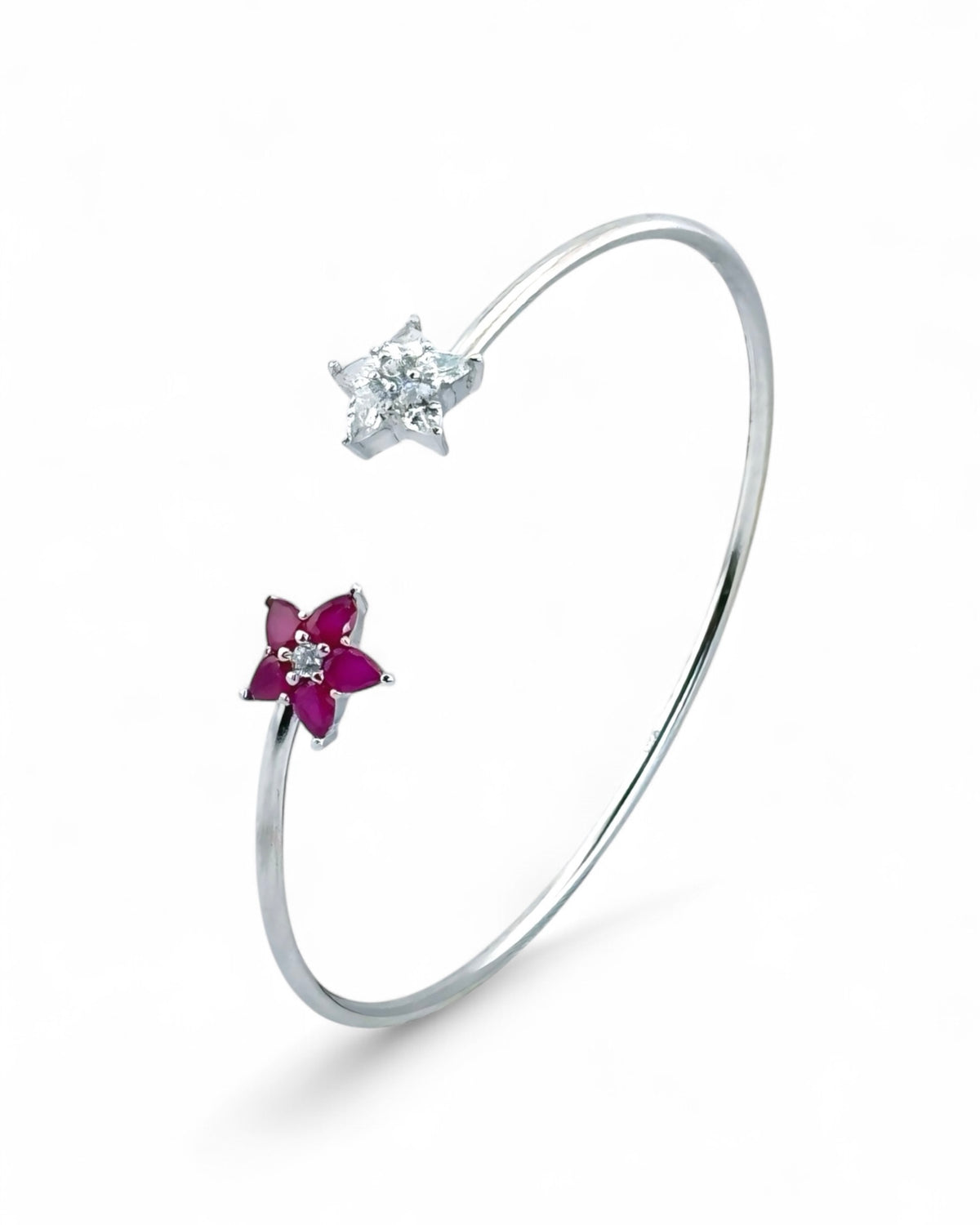 Sparkling Star Open Bangle (Red) - Zilara Store