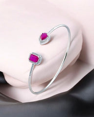 Pear Drop Rect Open Bangle (Red) - Zilara Store