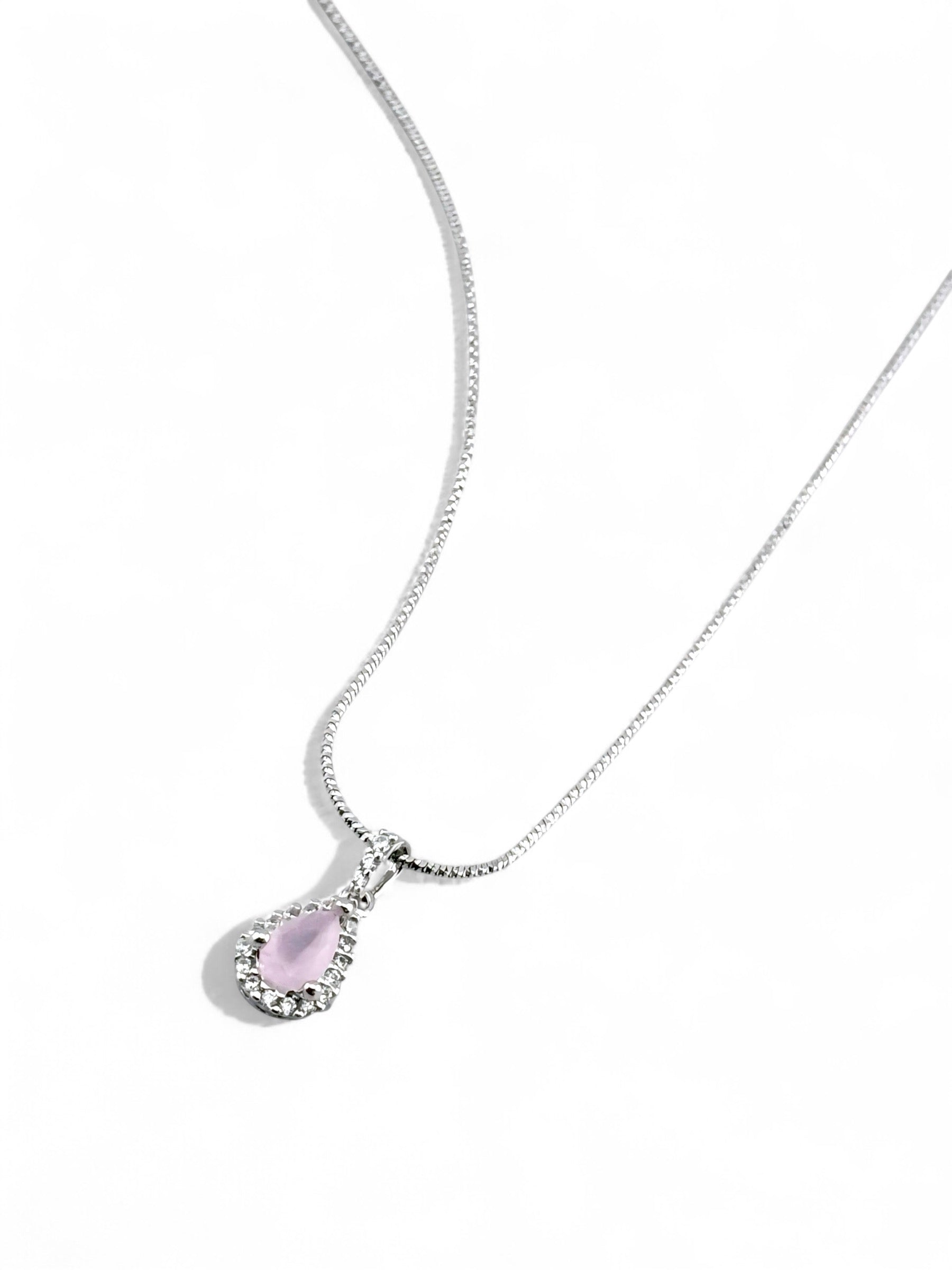 Pear Halo Collier Chain Necklace (Baby Pink) - Zilara Store