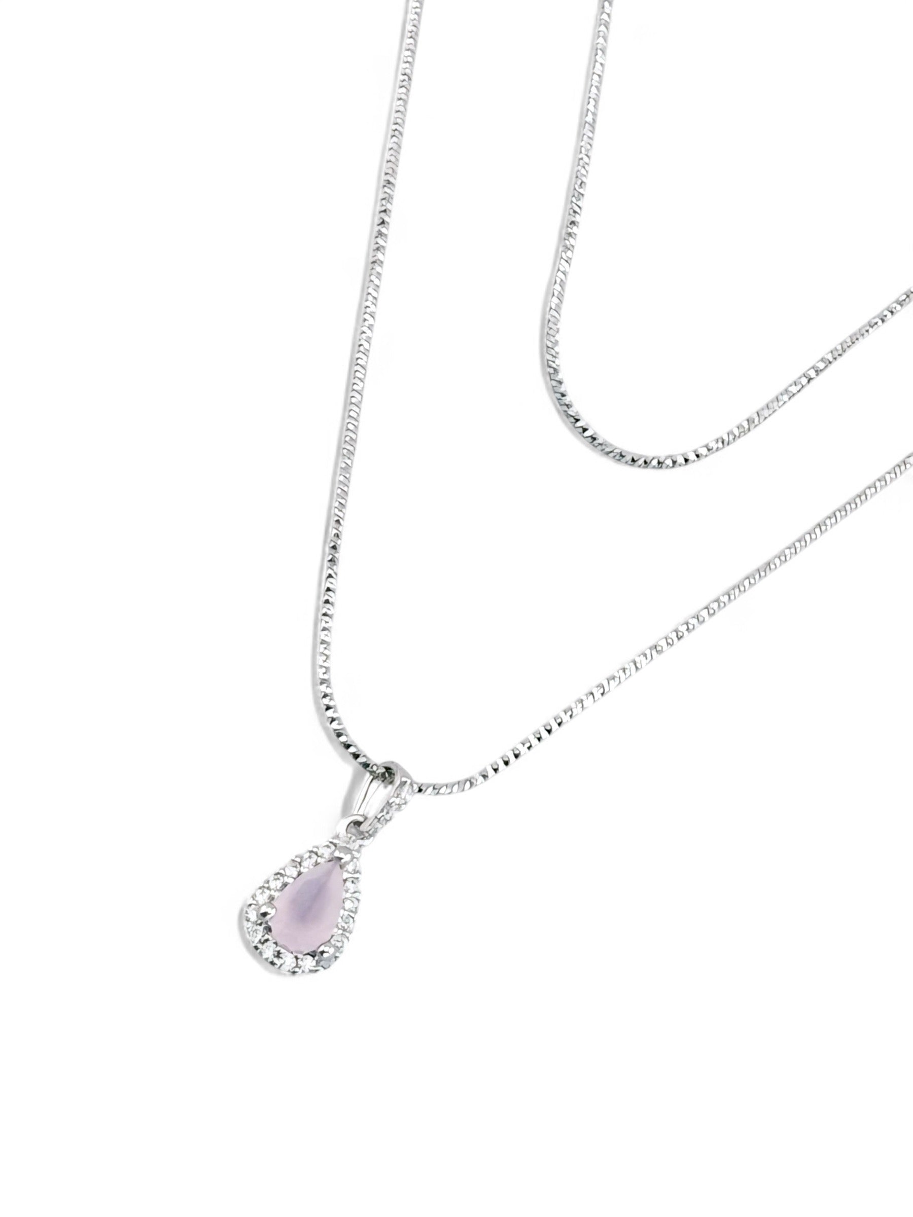 Pear Halo Collier Chain Necklace (Baby Pink) - Zilara Store