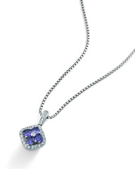 Silver Necklace With Clear Cubic Gem (Violet) - Zilara Store