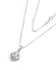 Silver Necklace With Clear Cubic Gem (White) - Zilara Store