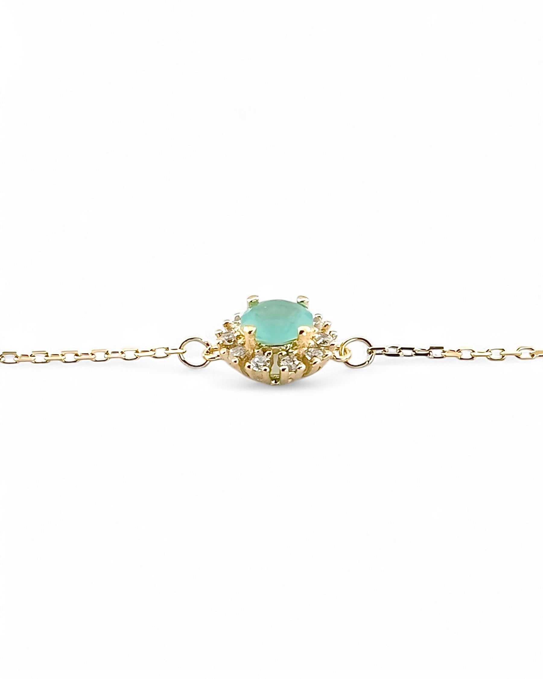 Solis Charm Circle Pave Bracelet (Green) - Zilara Store