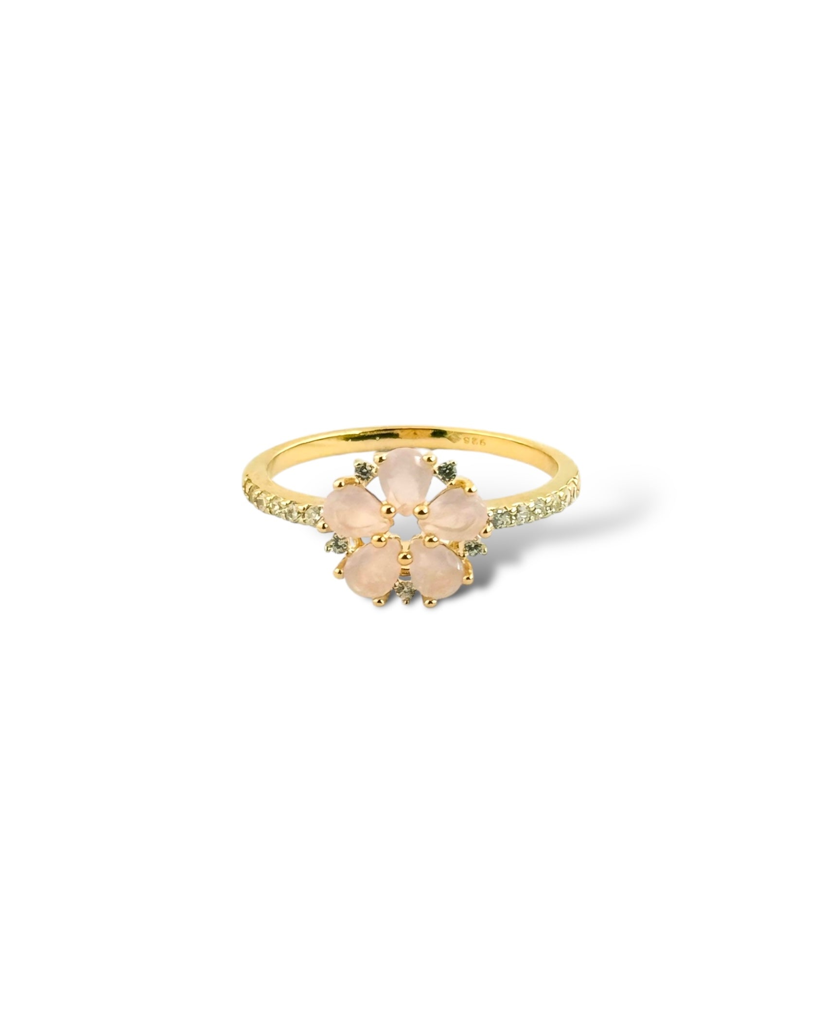 Petal Single Row Pave Ring - Zilara Store