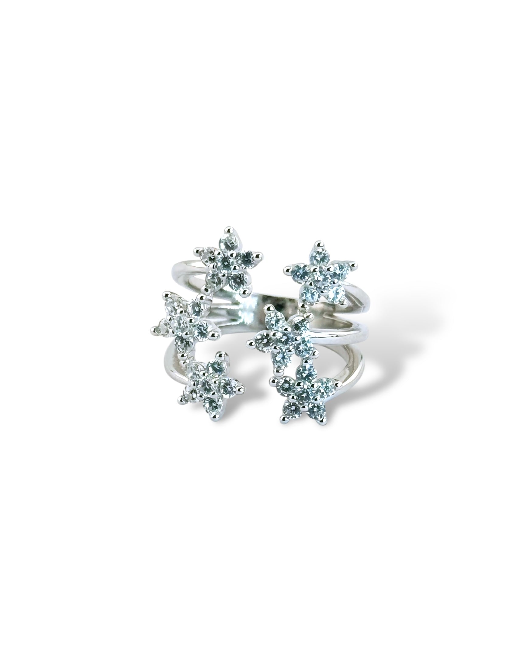 Sparkling Flower Open Ring - Zilara Store