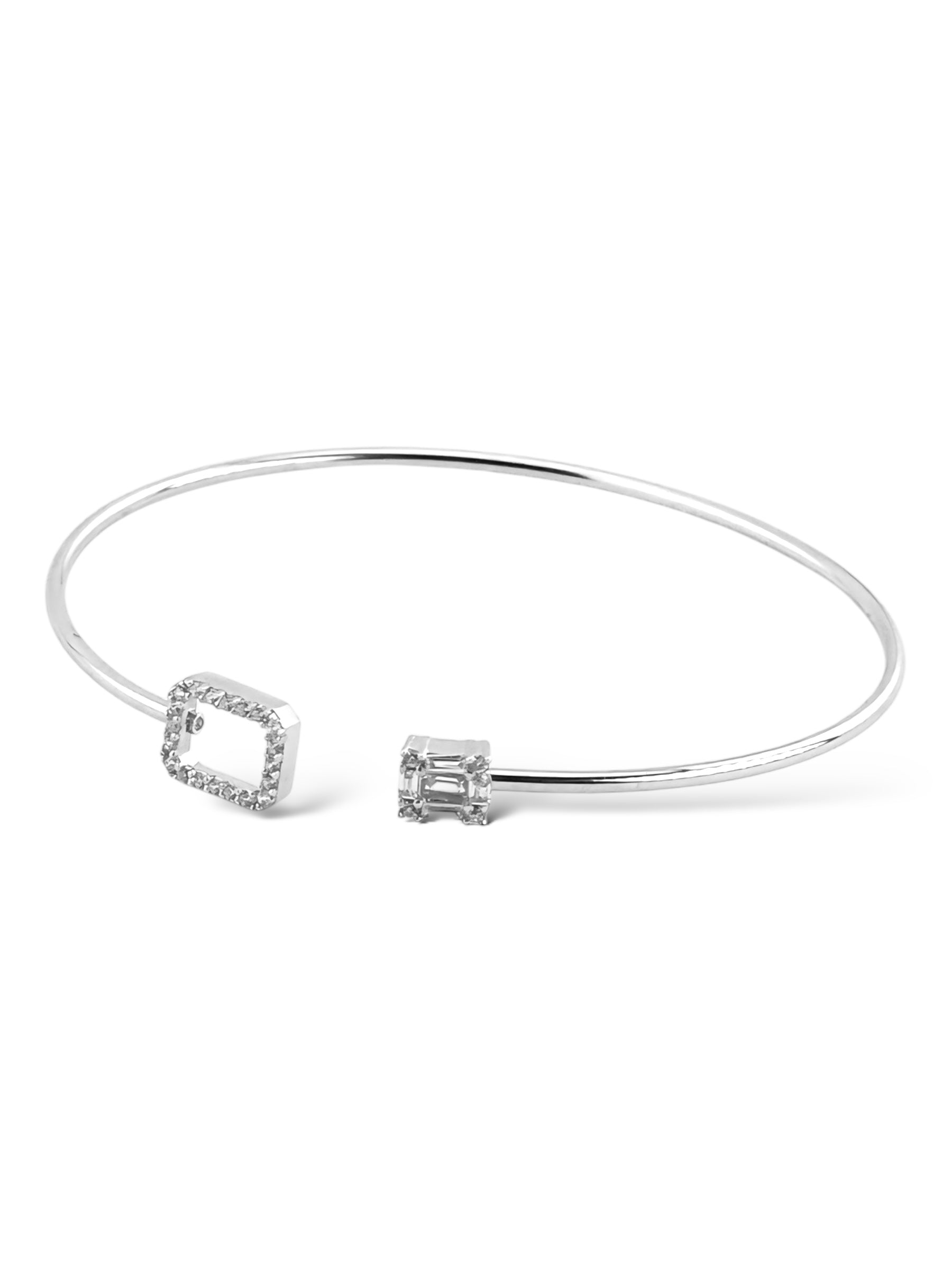 Gem & Glass Box Open Bangle - Zilara Store