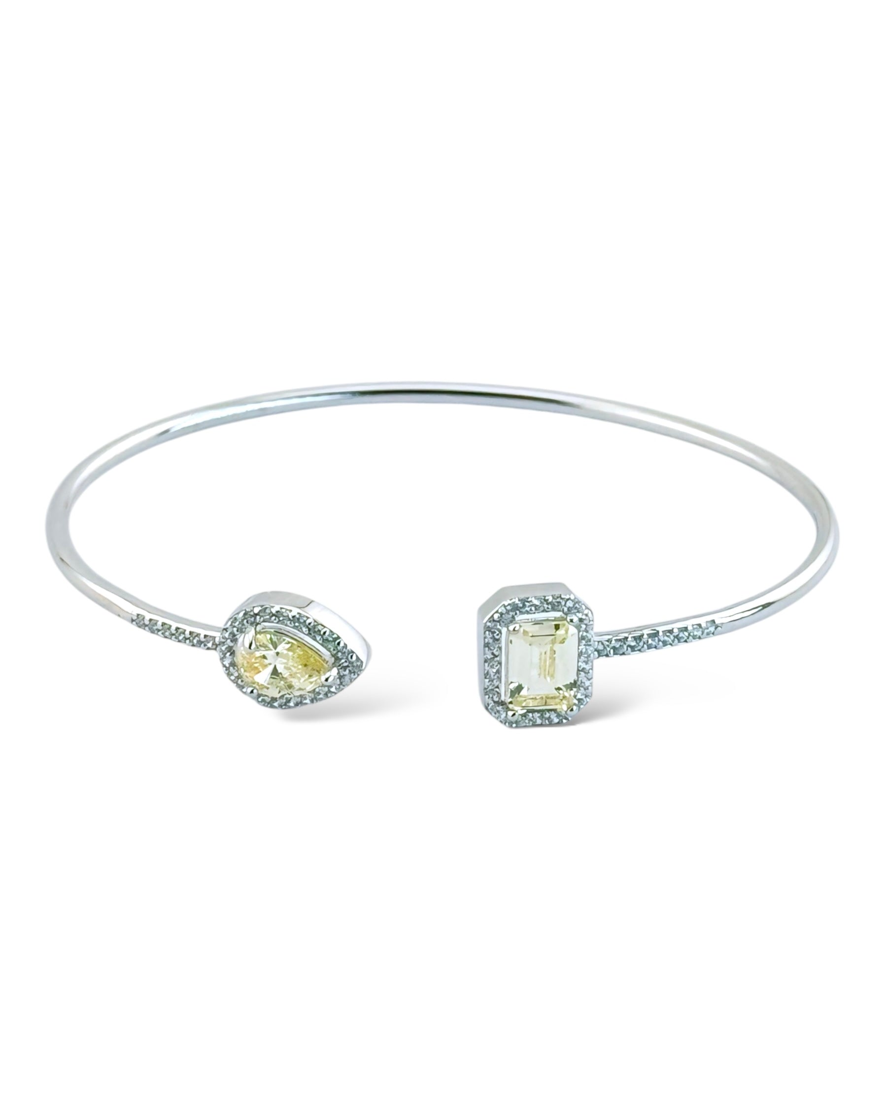 Pear Drop Rect Open Bangle (Yellow) - Zilara Store