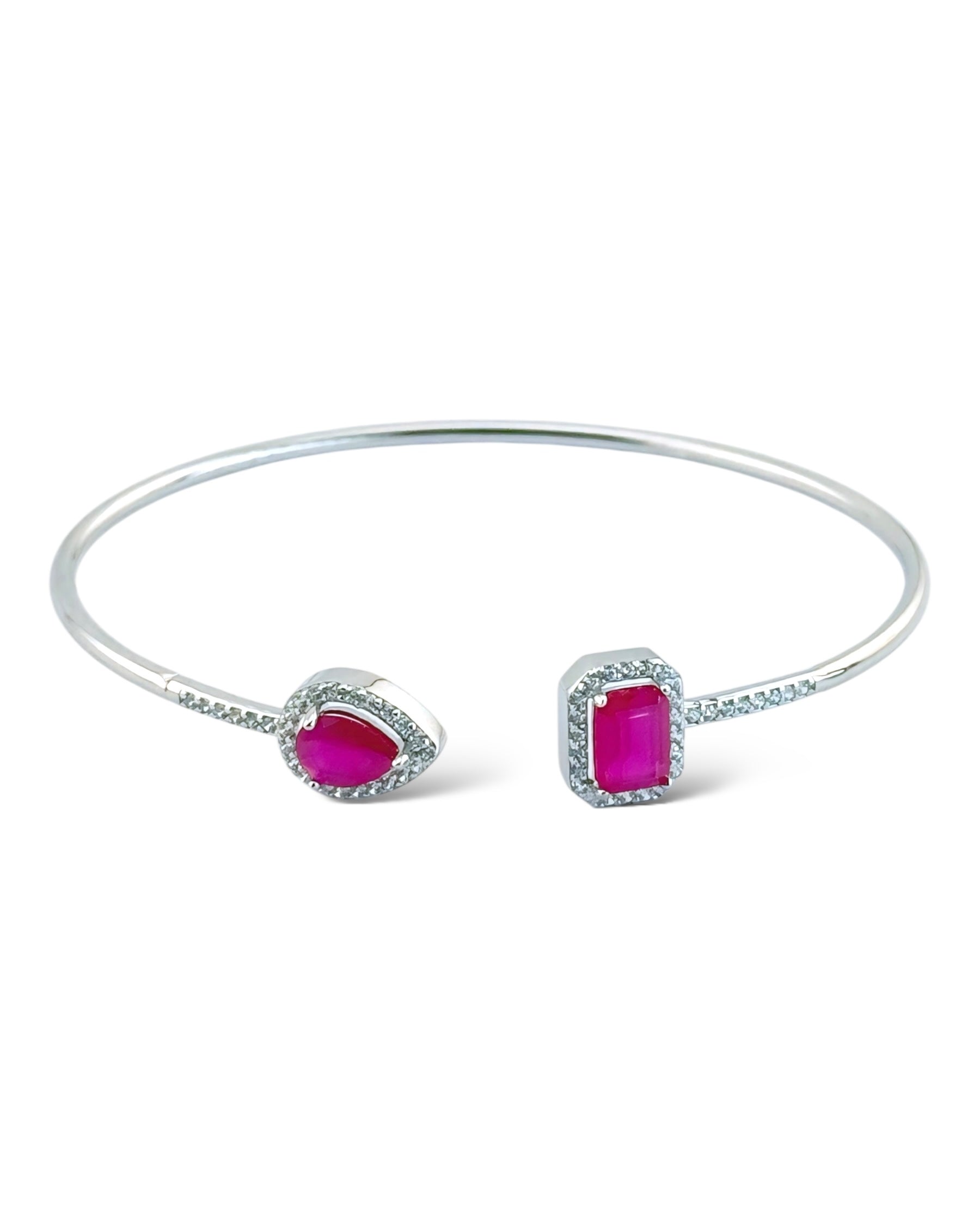 Pear Drop Rect Open Bangle (Red) - Zilara Store