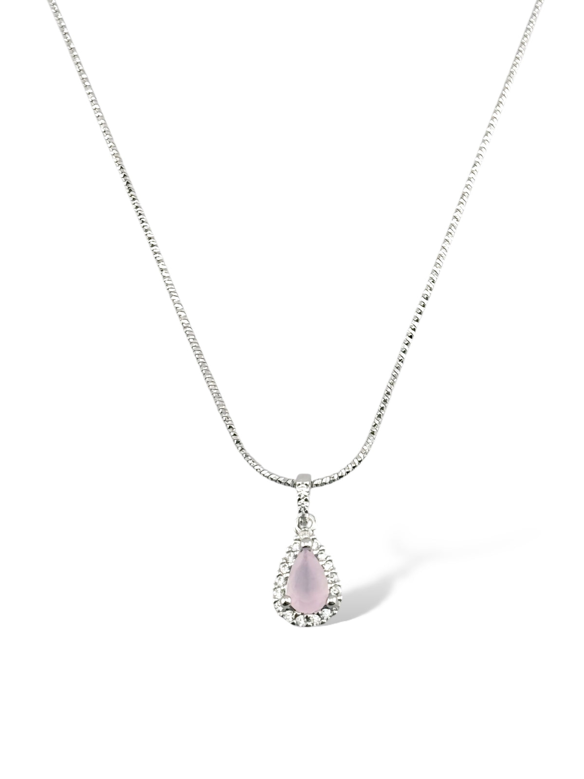 Pear Halo Collier Chain Necklace (Baby Pink) - Zilara Store