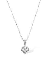 Silver Necklace With Clear Cubic Gem (White) - Zilara Store