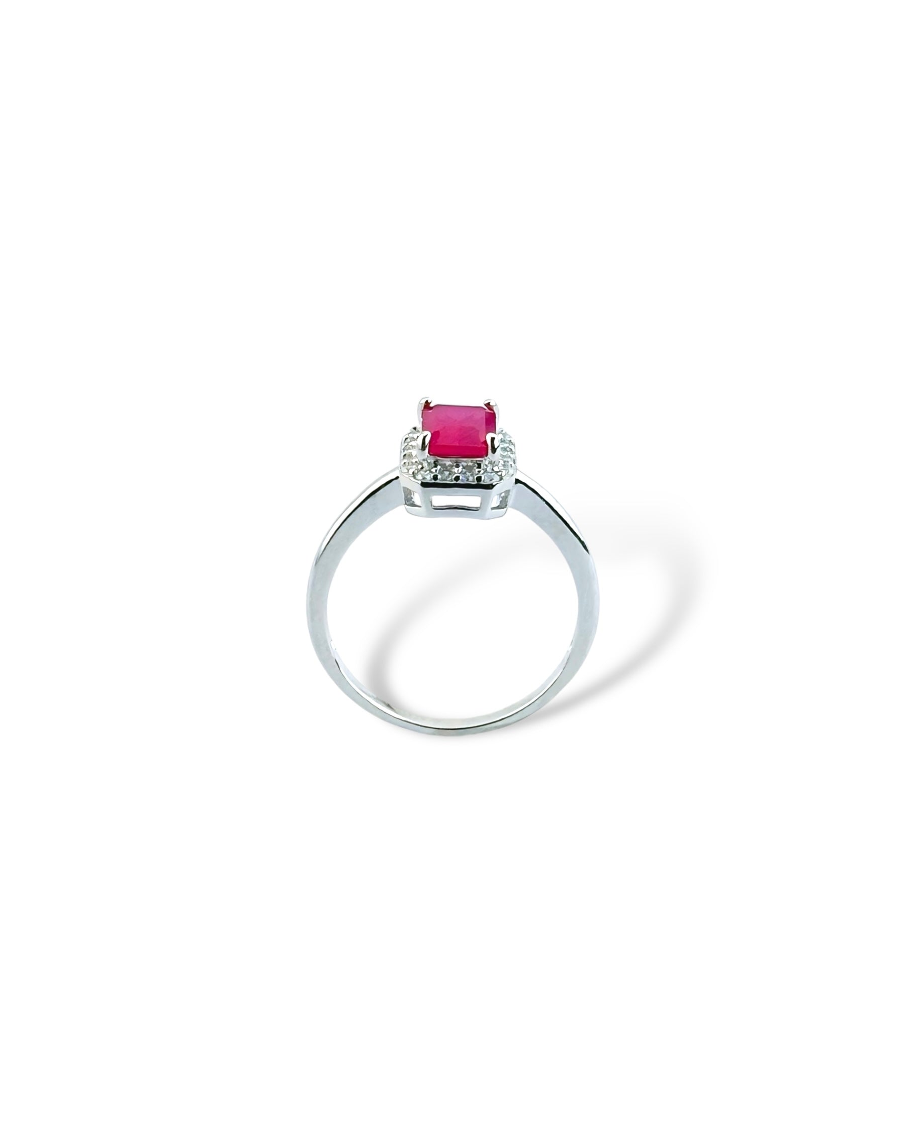 Rectangular Sparkling Halo Ring - Zilara Store