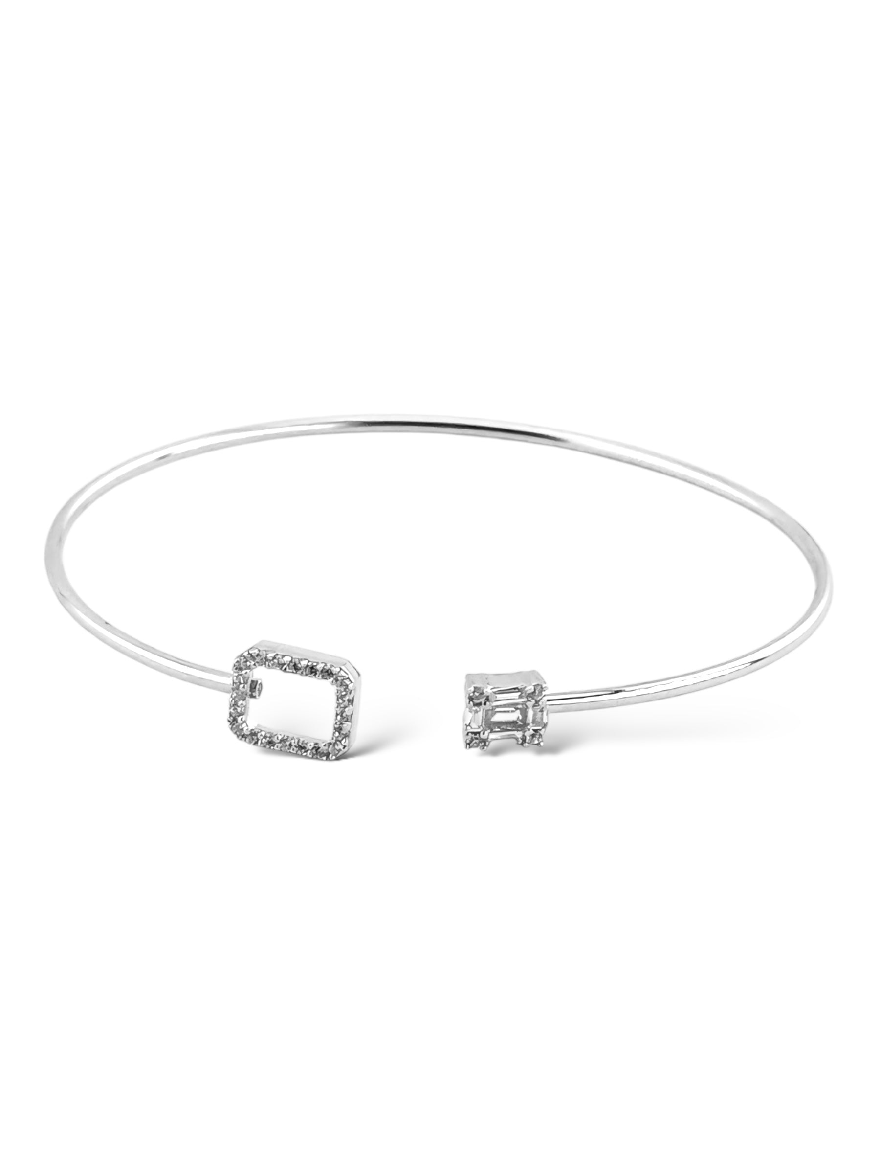 Gem & Glass Box Open Bangle - Zilara Store