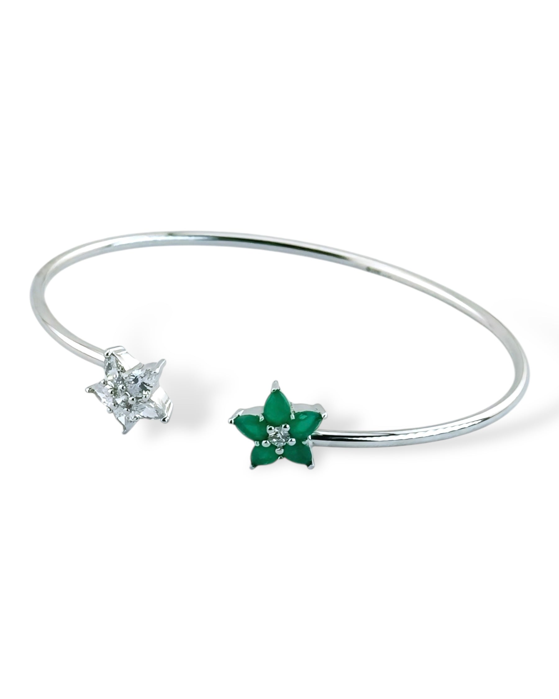 Sparkling Star Open Bangle (Green) - Zilara Store