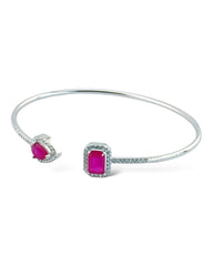 Pear Drop Rect Open Bangle (Red) - Zilara Store