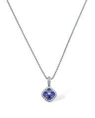 Silver Necklace With Clear Cubic Gem (Violet) - Zilara Store