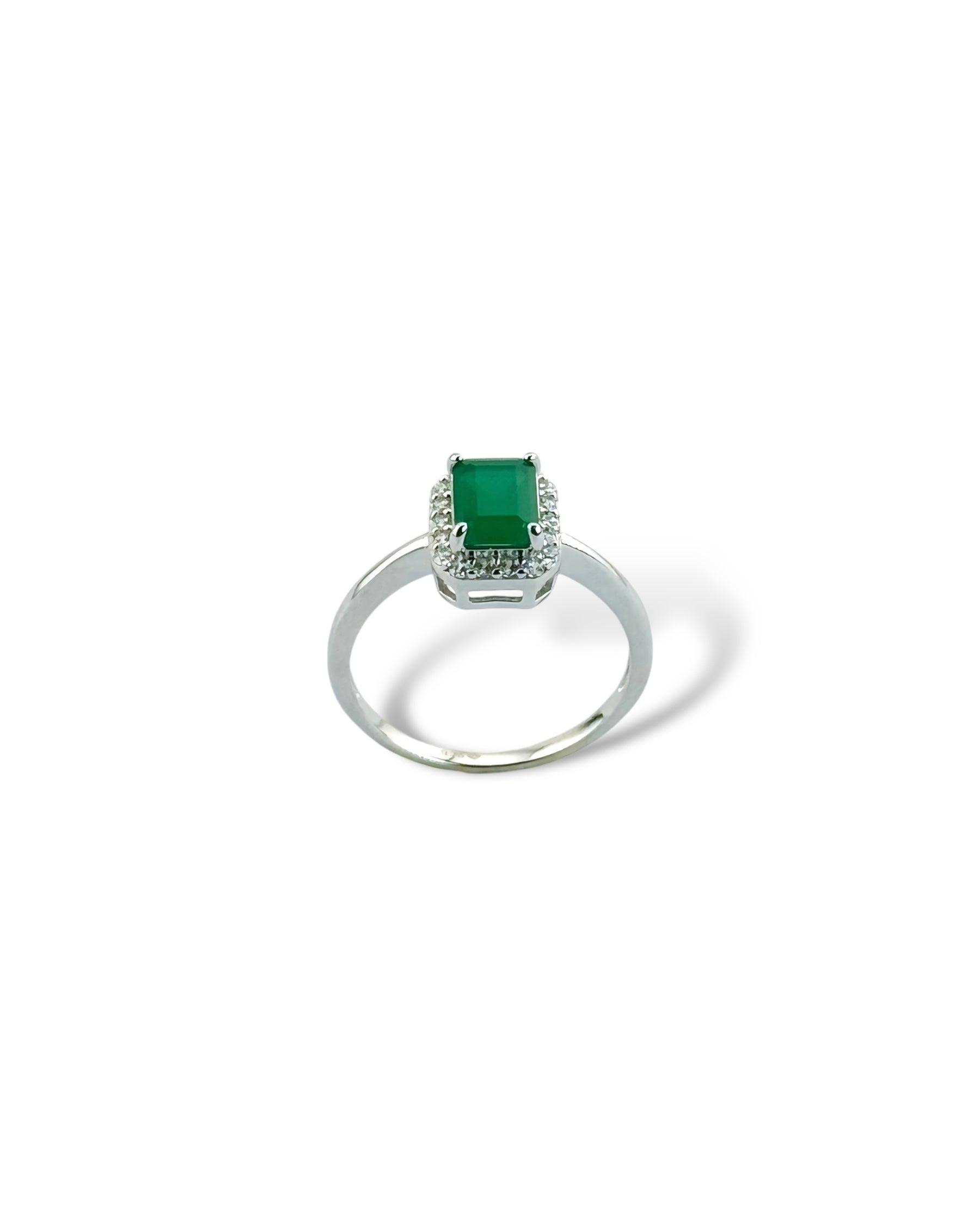 Rectangular Sparkling Halo Ring - Zilara Store