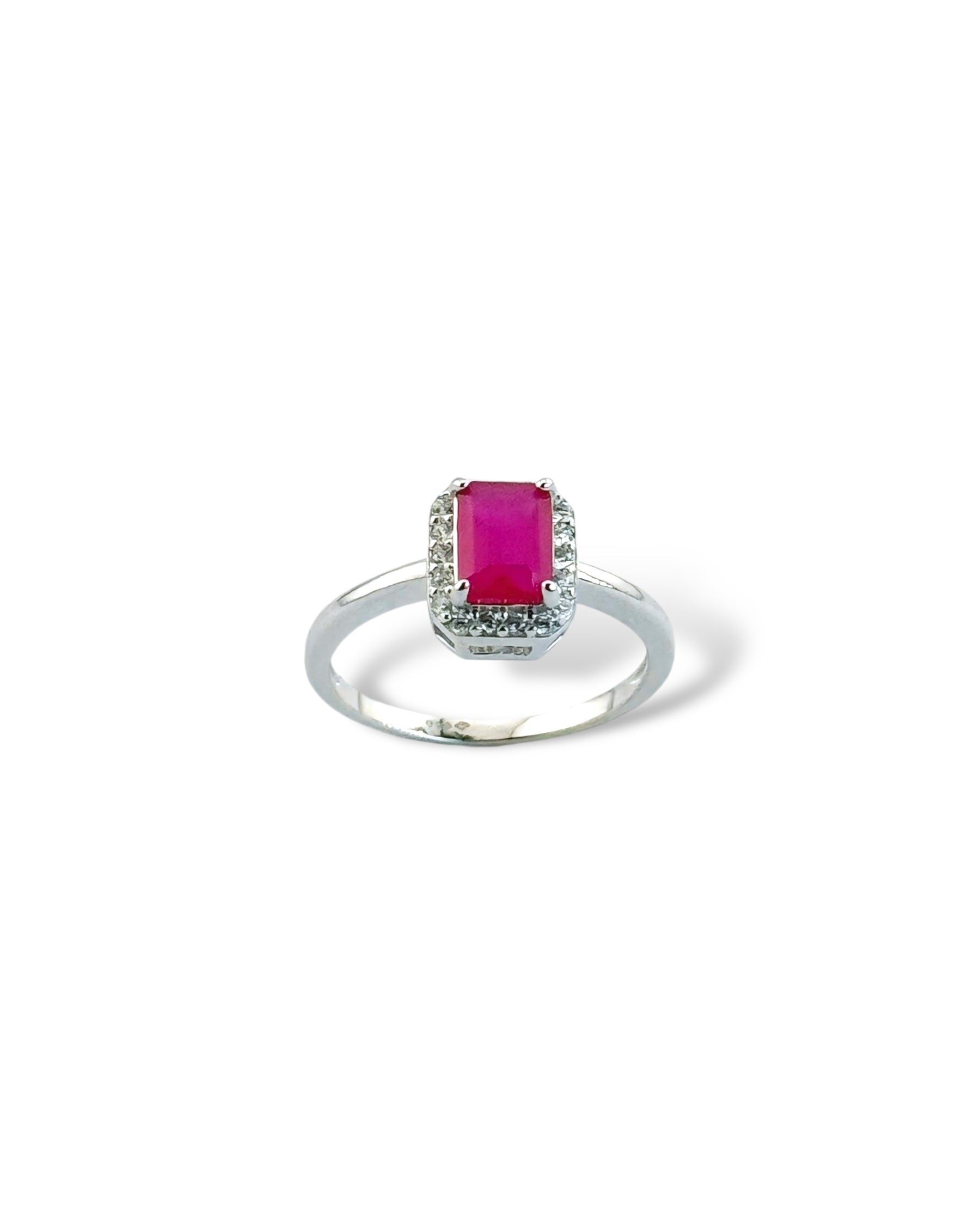 Rectangular Sparkling Halo Ring - Zilara Store