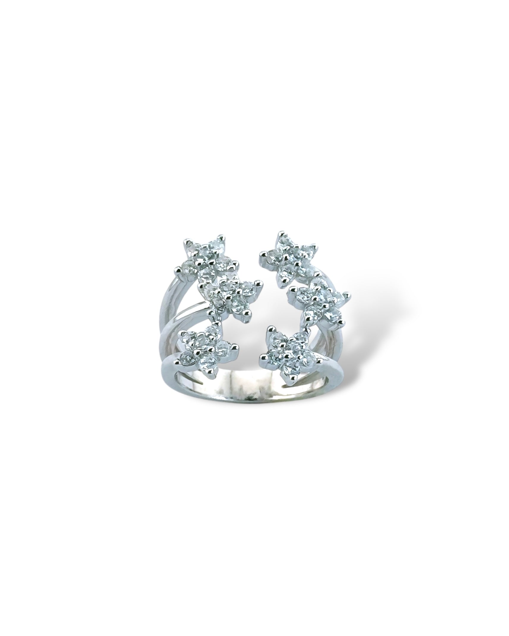 Sparkling Flower Open Ring - Zilara Store