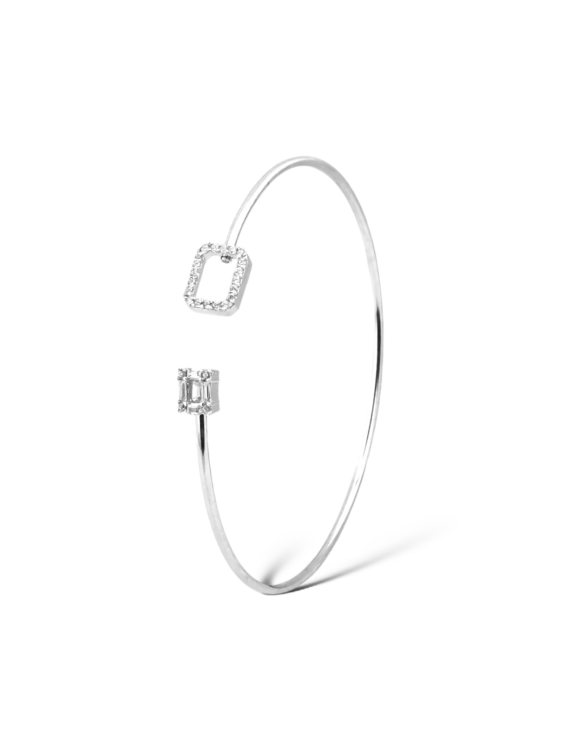 Gem & Glass Box Open Bangle - Zilara Store