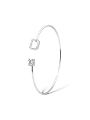 Gem & Glass Box Open Bangle - Zilara Store