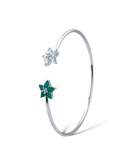 Sparkling Star Open Bangle (Green) - Zilara Store