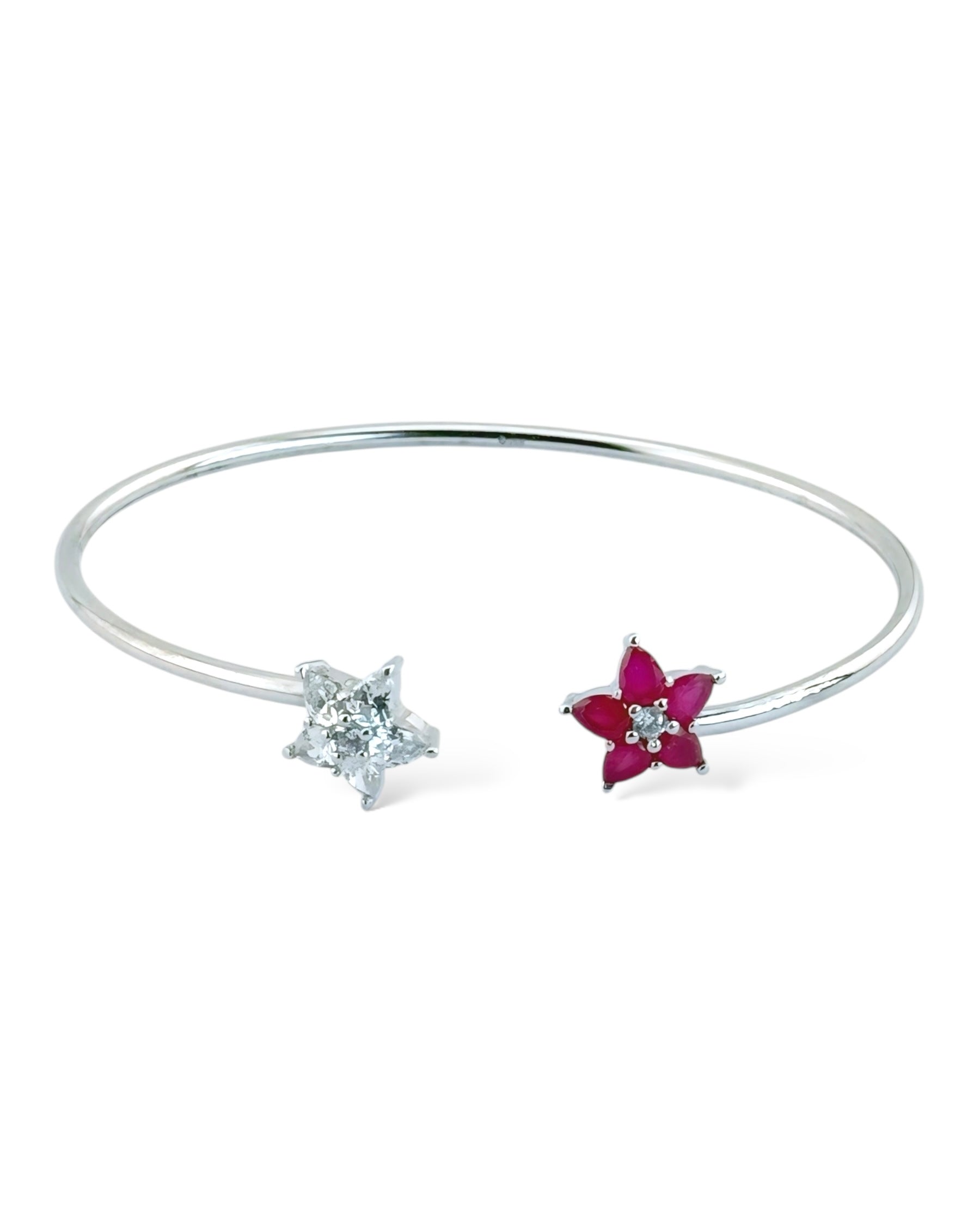 Sparkling Star Open Bangle (Red) - Zilara Store