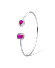 Pear Drop Rect Open Bangle (Red) - Zilara Store