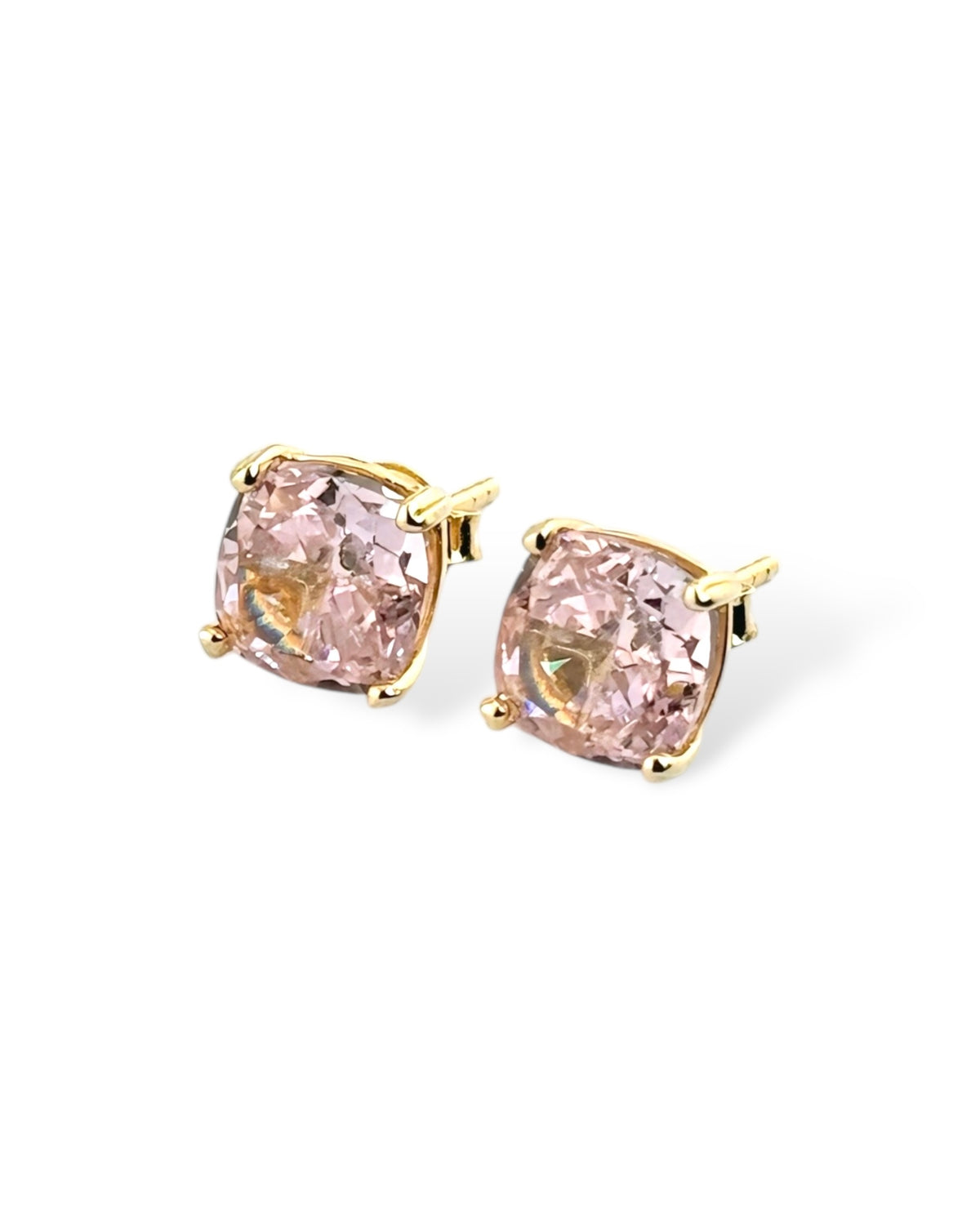 Sparkling Square Stud Earring (Pink) - Zilara Store