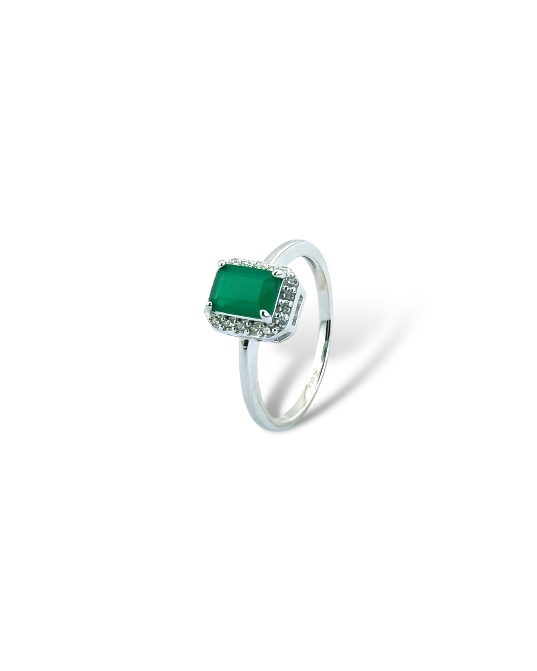 Rectangular Sparkling Halo Ring - Zilara Store