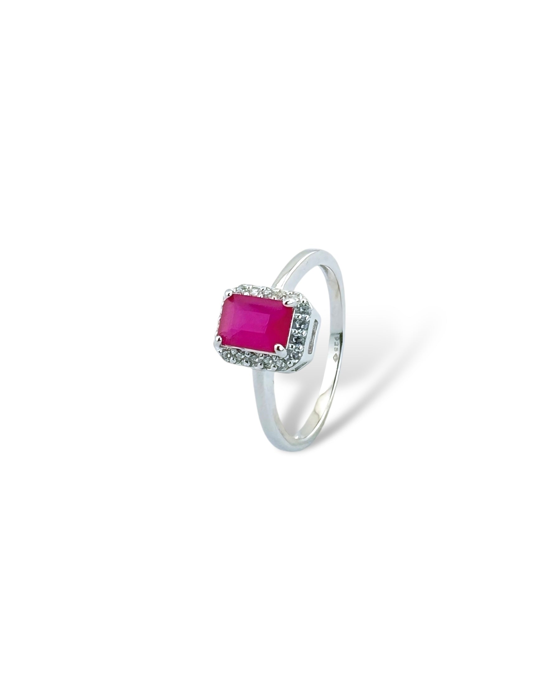 Rectangular Sparkling Halo Ring - Zilara Store