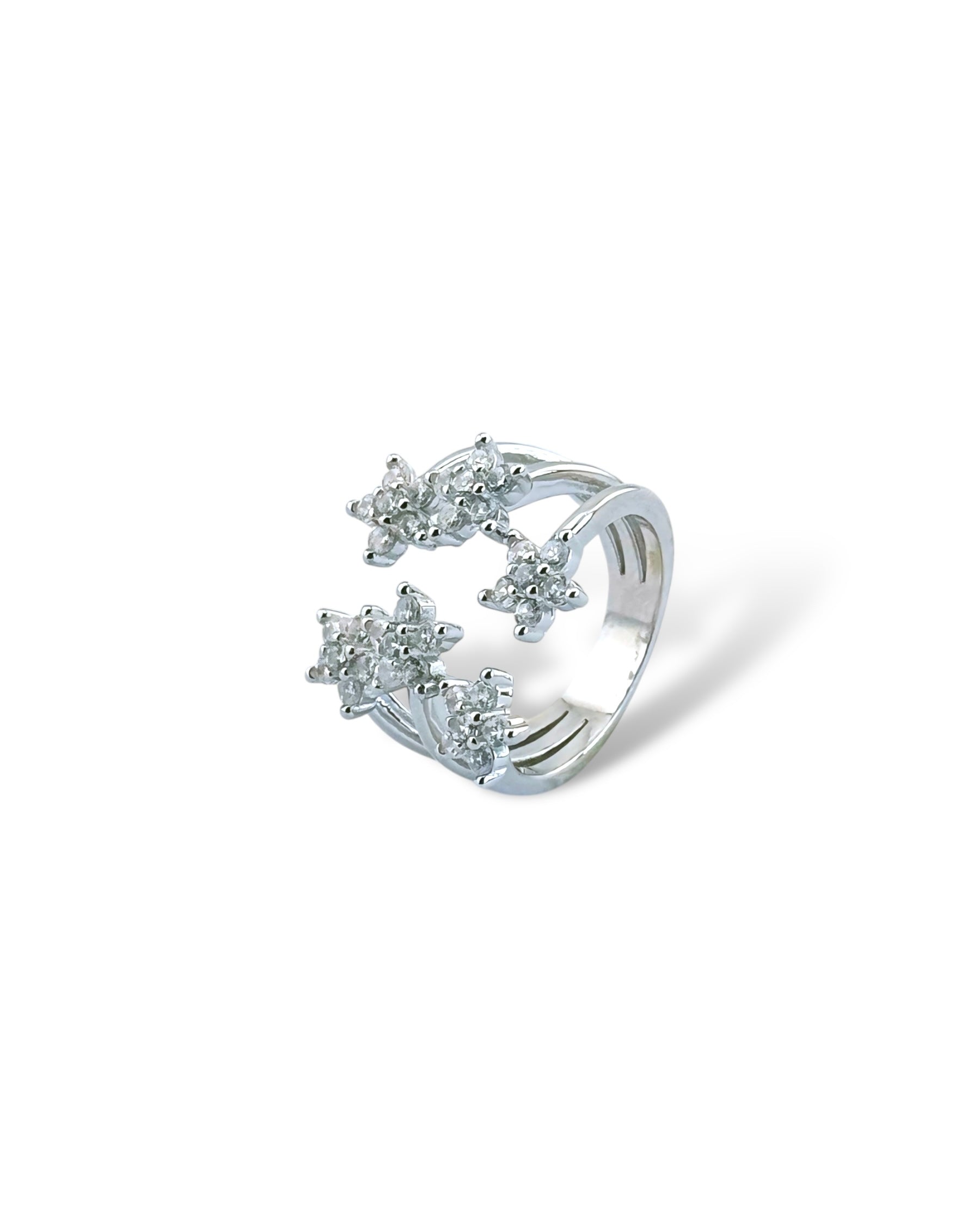 Sparkling Flower Open Ring - Zilara Store