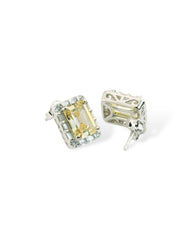 Rect Sparkle Halo Stud Earrings (Yellow) - Zilara Store