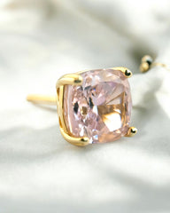 Sparkling Square Stud Earring (Pink) - Zilara Store