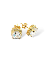 Sparkling Square Pave Stud Earring (White) - Zilara Store