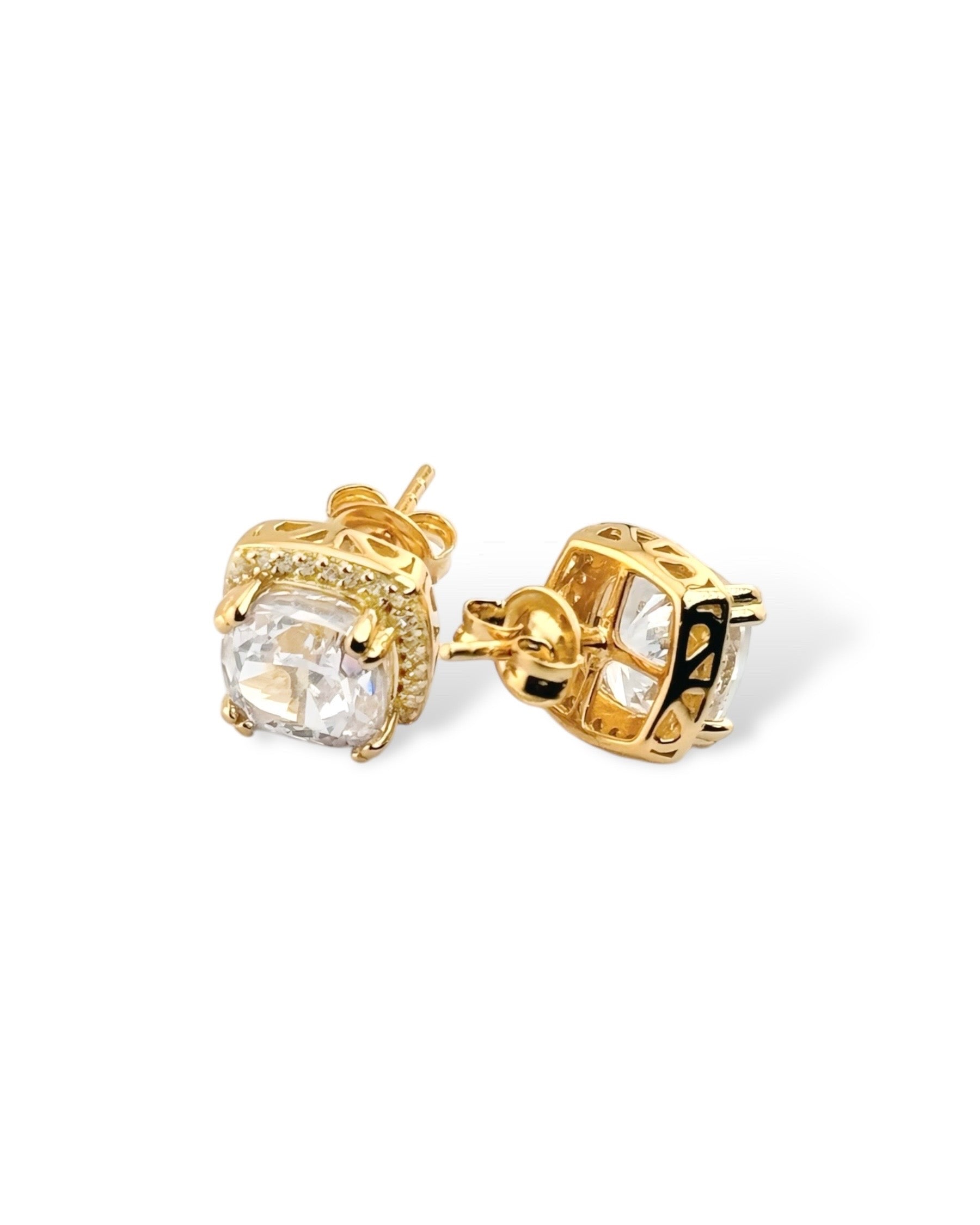 Sparkling Square Pave Stud Earring (White) - Zilara Store