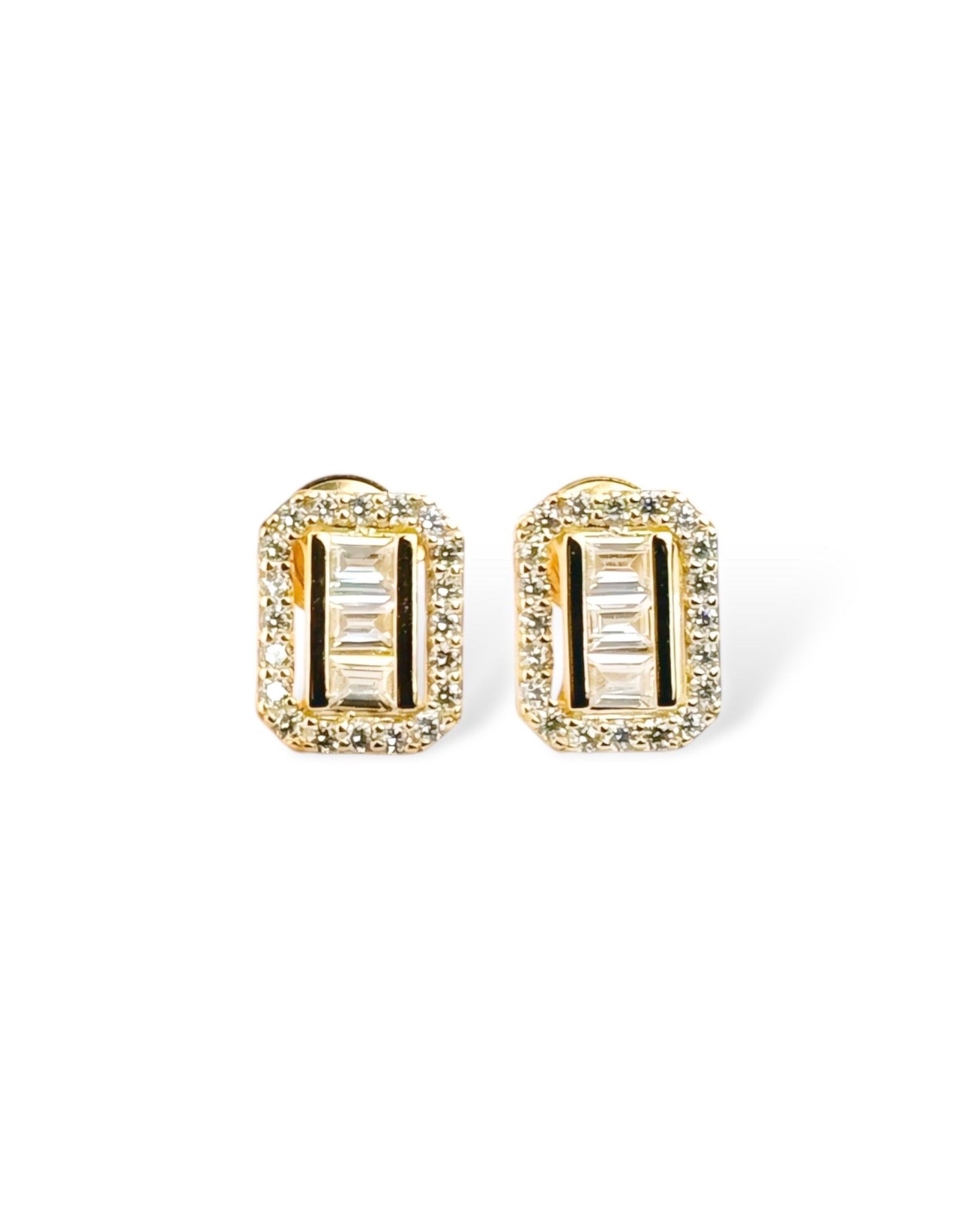 Zilara Precious Rect Pave Stud Earring - Zilara Store