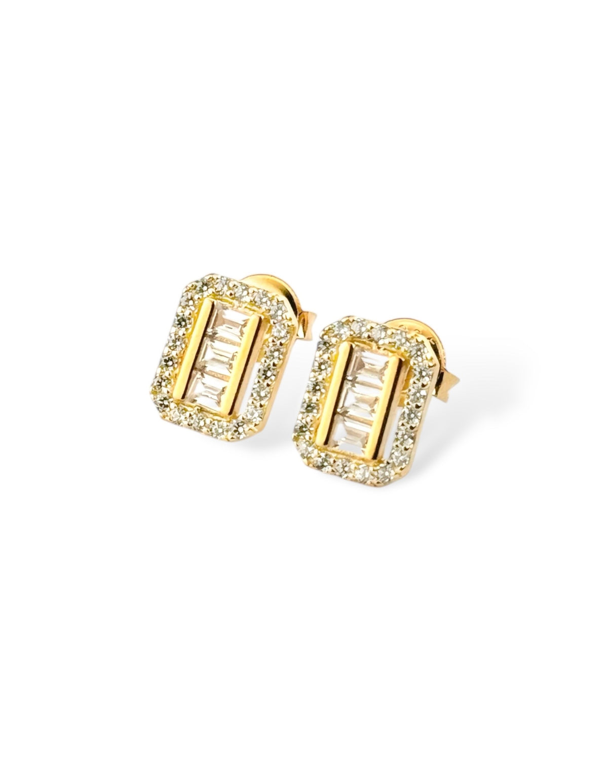 Zilara Precious Rect Pave Stud Earring - Zilara Store