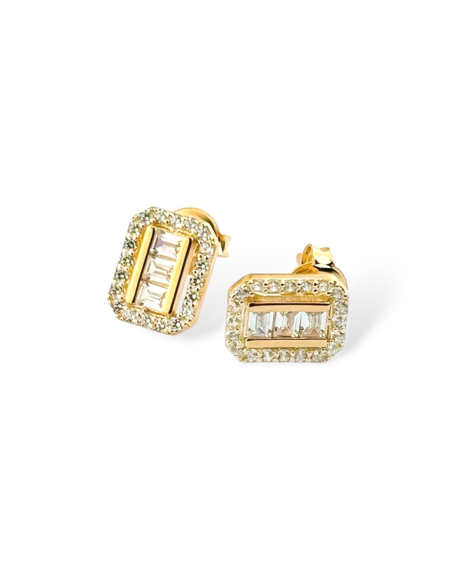 Zilara Precious Rect Pave Stud Earring - Zilara Store