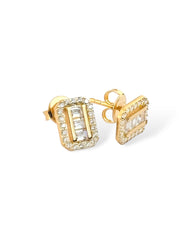 Zilara Precious Rect Pave Stud Earring - Zilara Store