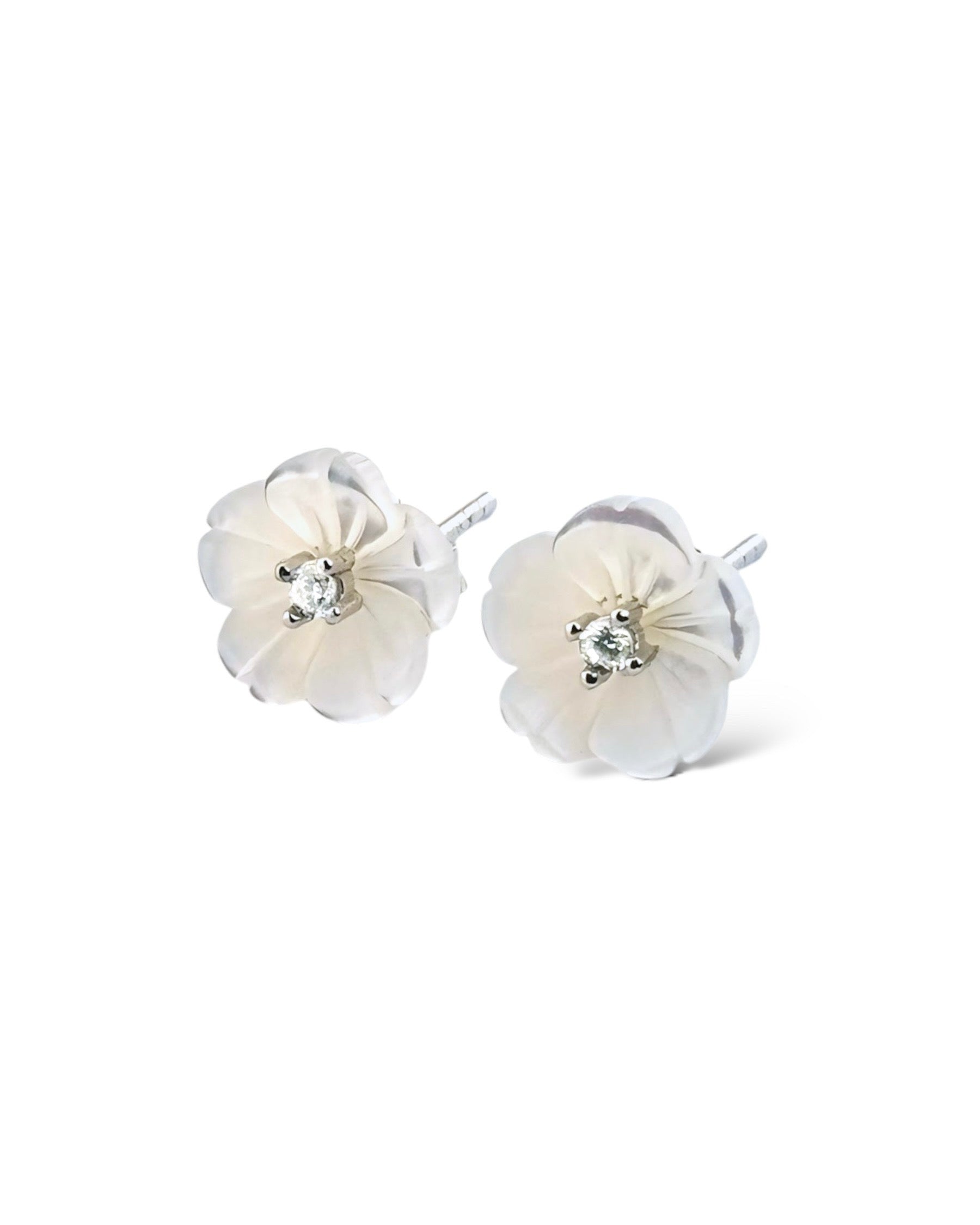 Snow Drop Anemone Stud Earring (Rodium Plated) - Zilara Store