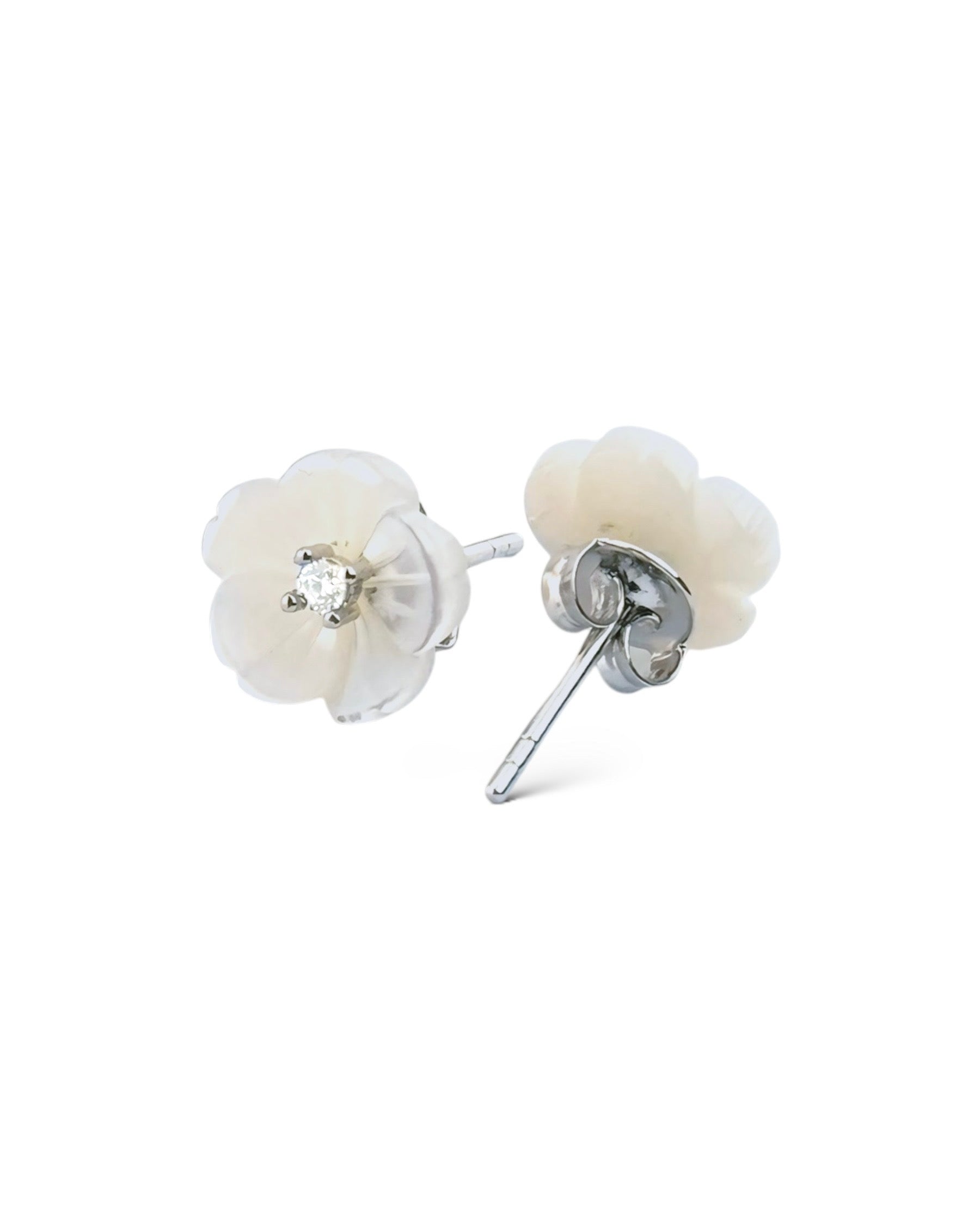 Snow Drop Anemone Stud Earring (Rodium Plated) - Zilara Store