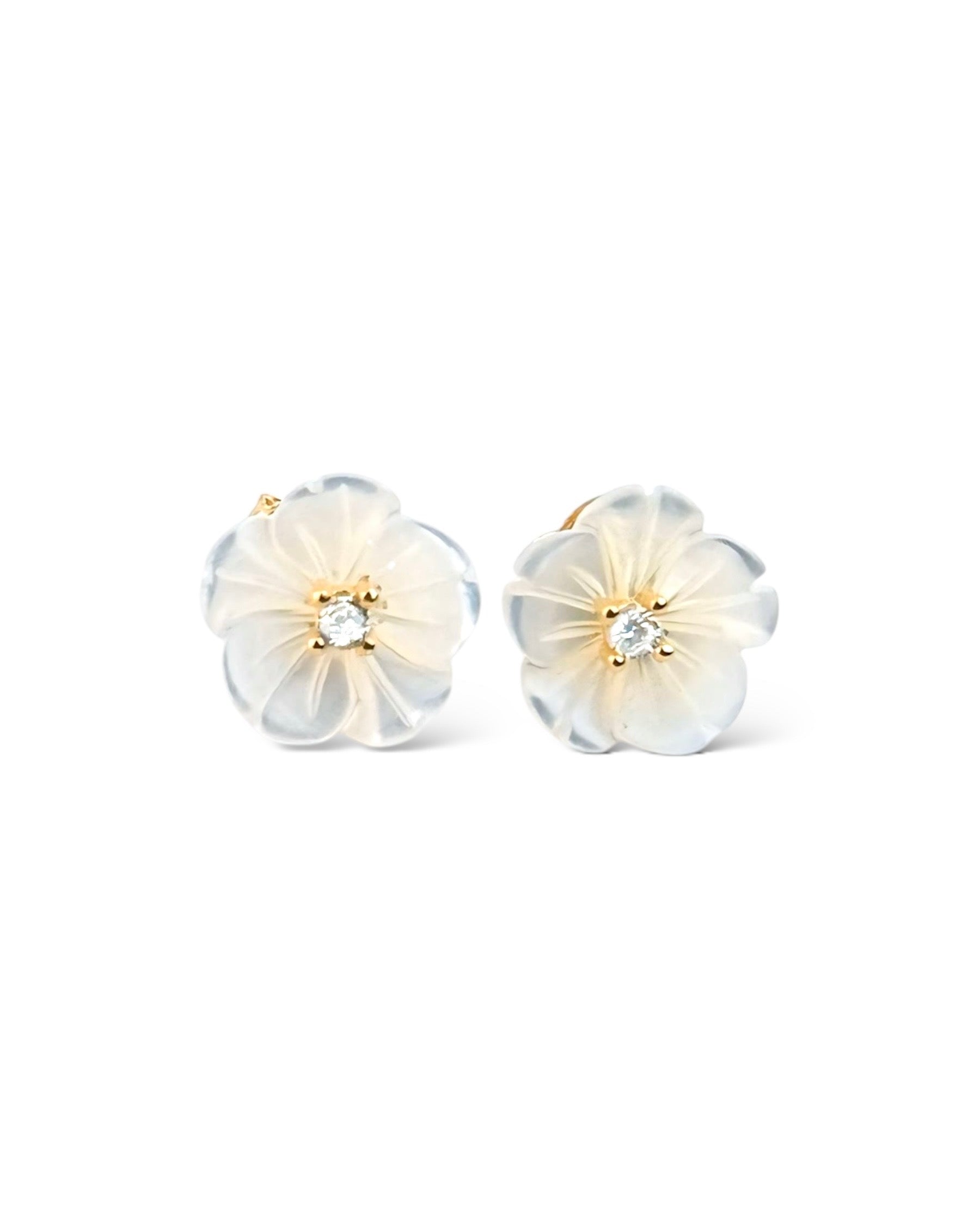 Snow Drop Anemone Stud Earring (Gold Color Plated) - Zilara Store